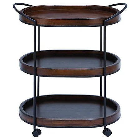 Metal/Wood 3 Tier Bar Cart